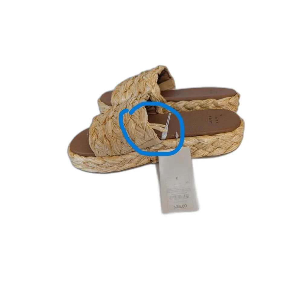 Women's Casey Braided Raffia Platform Slide Sandals -A New Day- Beige Size 6 NWT